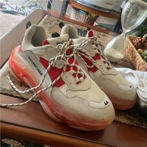 white/red balenciaga triple s